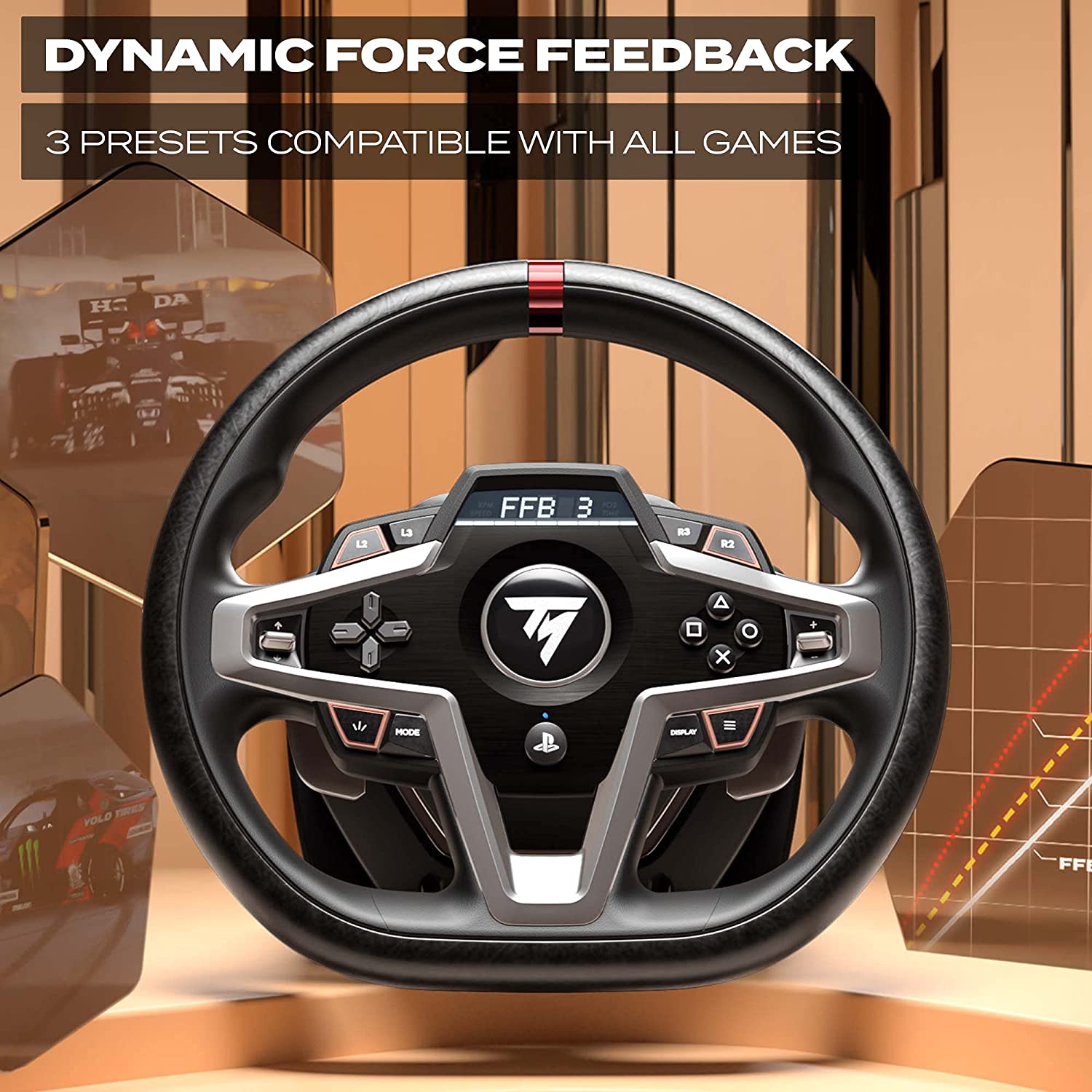 Thrustmaster T248 installé sur un cockpit